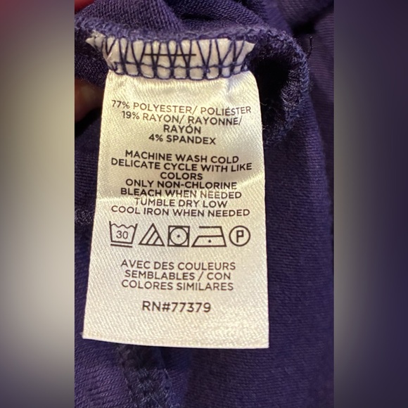 Ann Taylor Deep Purple Long Sleeve Blouse Featuring a Faux Wrap Style Sz Medium - Picture 6 of 6
